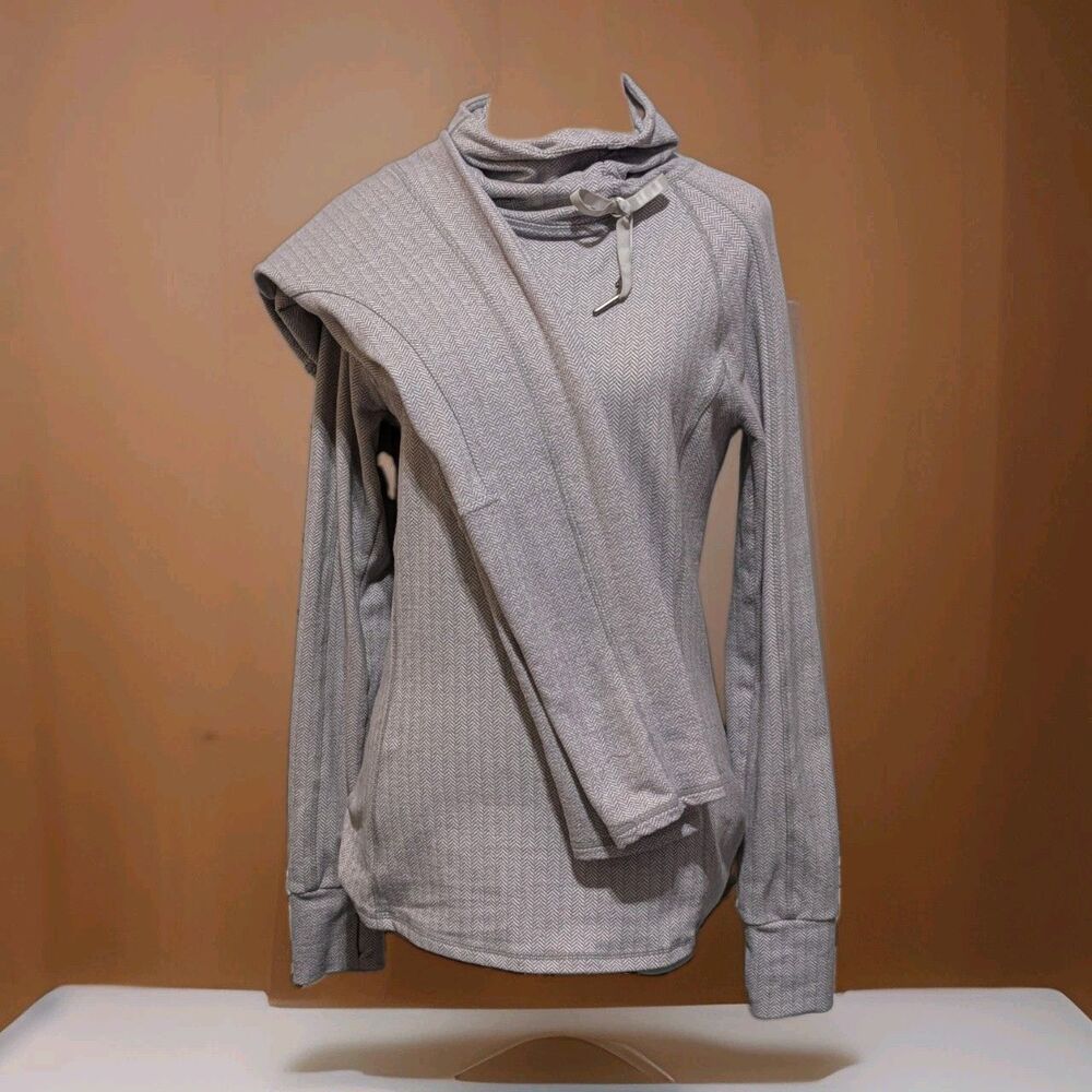 Kyodan 2 Pc Lounge Set Women Small Grey Herringbone Cowl Neck Pullover Pants